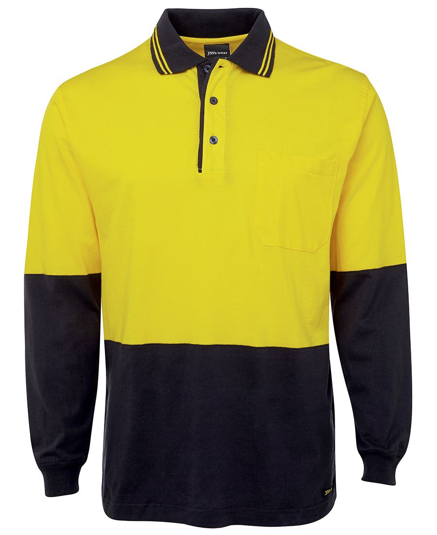 JB's Wear Hi Vis L/S Cotton Polo 6CPHL - Icon Tshirts
