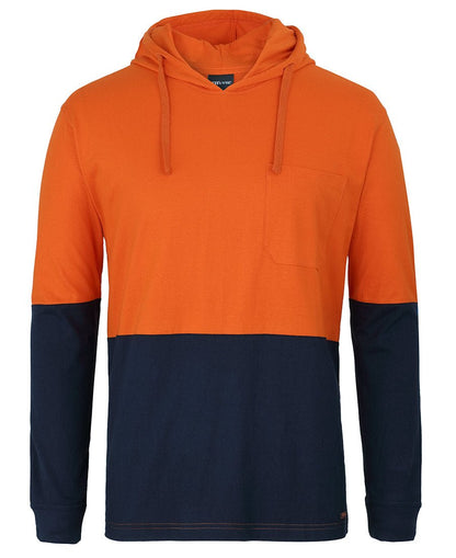 JB's Wear HI VIS L/S COTTON TEE WITH HOOD 6HCTL - Icon Tshirts