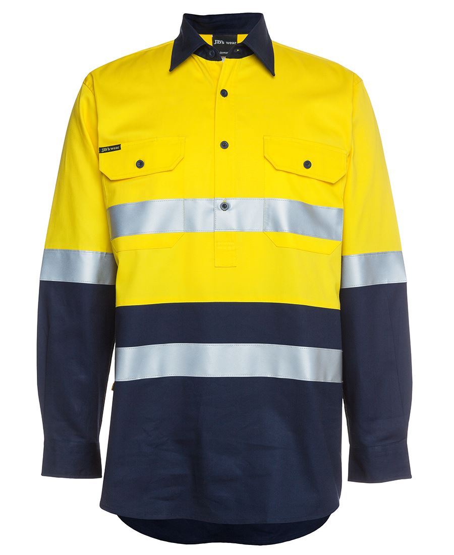 JB's Wear Hi Vis L/S (D+N) 190g Close Front Shirt 6HWCF - Icon Tshirts