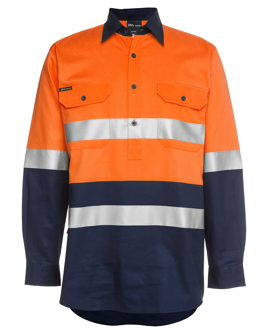 JB's Wear Hi Vis L/S (D+N) 190g Close Front Shirt 6HWCF - Icon Tshirts