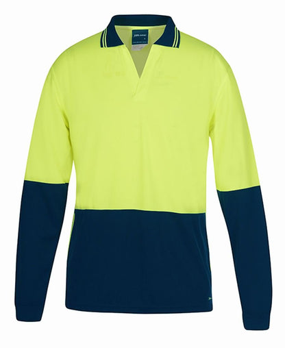 JB's Wear Hi Vis L/S Non Button Polo 6HNBL - Icon Tshirts
