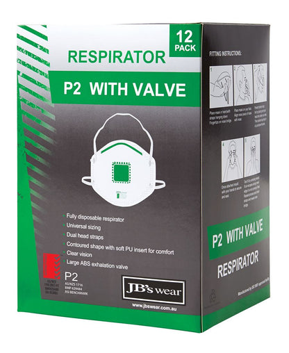 JB's Wear P2 RESPIRATOR WITH VALVE (12PC) 8C150 - Icon Tshirts