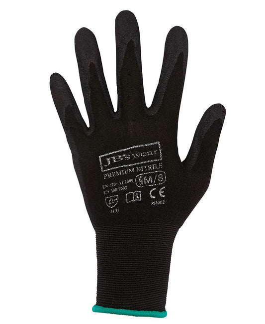 JB's Wear PREMIUM BLACK NITRILE BREATHABLE GLOVE (12 PACK) 8R002 - Icon Tshirts