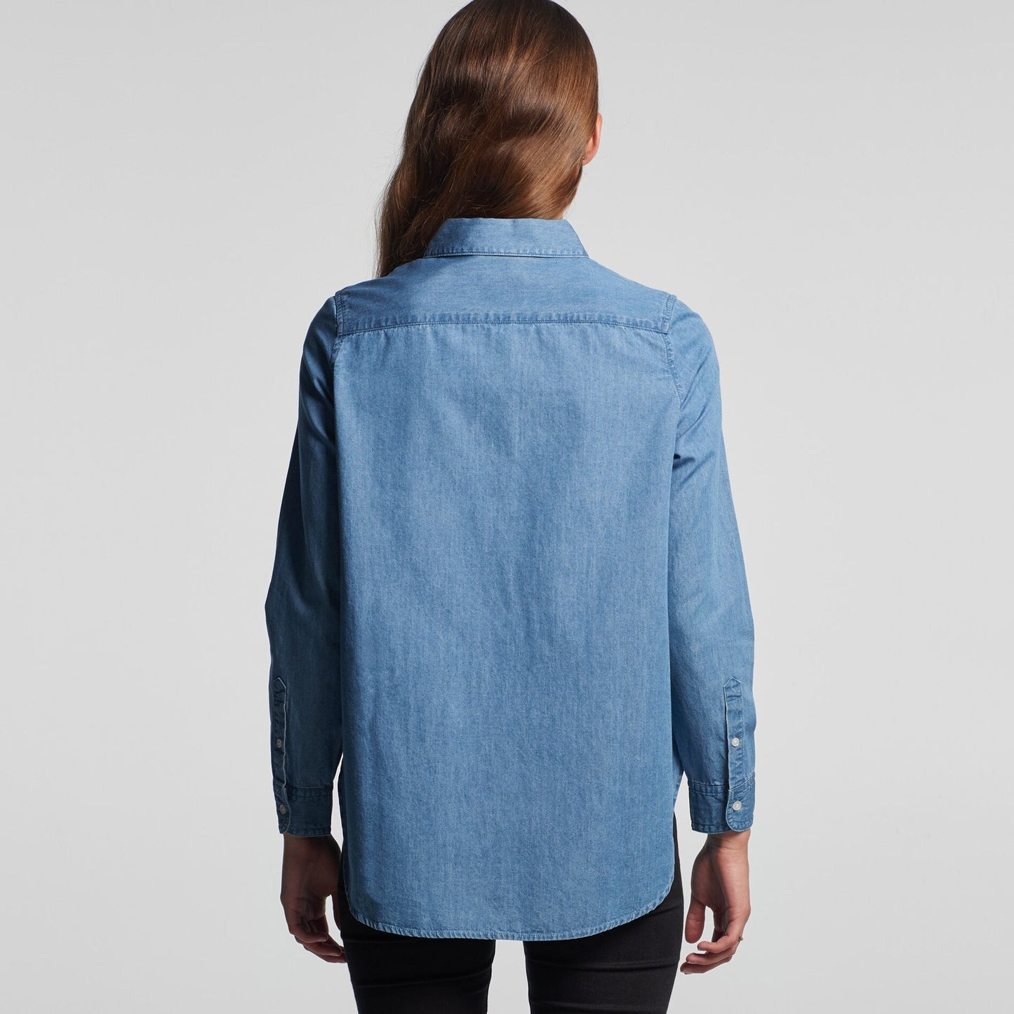 LADIES BLUE DENIM SHIRT - 4042 - Icon Tshirts