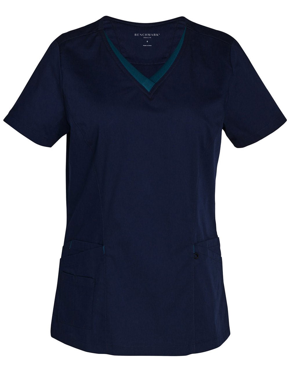 M7660 LADIES V-NECK CONTRAST TRIM SCRUB TOP - Icon Tshirts