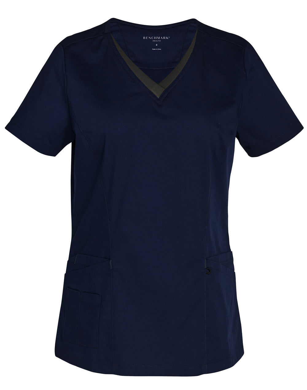 M7660 LADIES V-NECK CONTRAST TRIM SCRUB TOP - Icon Tshirts