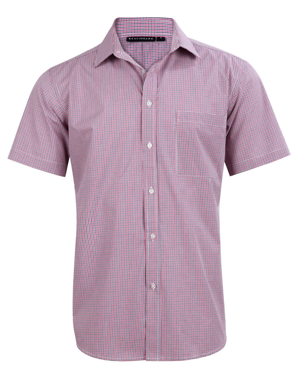 Benchmark M7340S Men’s Two Tone Mini Gingham Short Sleeve Shirt