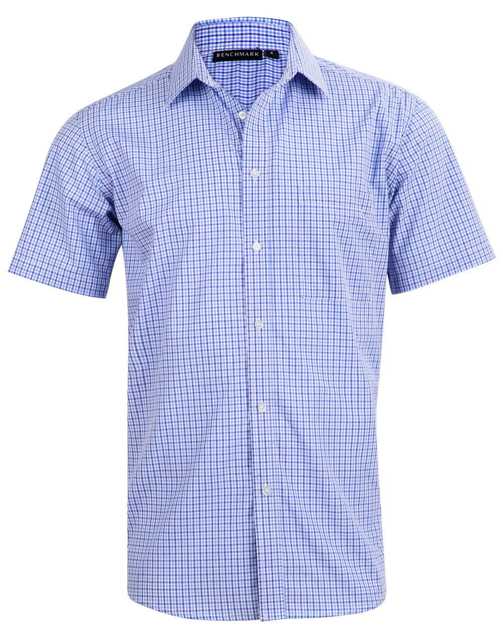 Benchmark M7320S Men’s Multi-Tone Check Short Sleeve Shirt