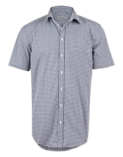 Benchmark M7300S Men’s Gingham Check Short Sleeve Shirt