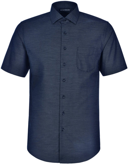 Benchmark M7400S ASCOT MENS SHORT SLEEVE DOT JACQUARD STRETCH SHIRT