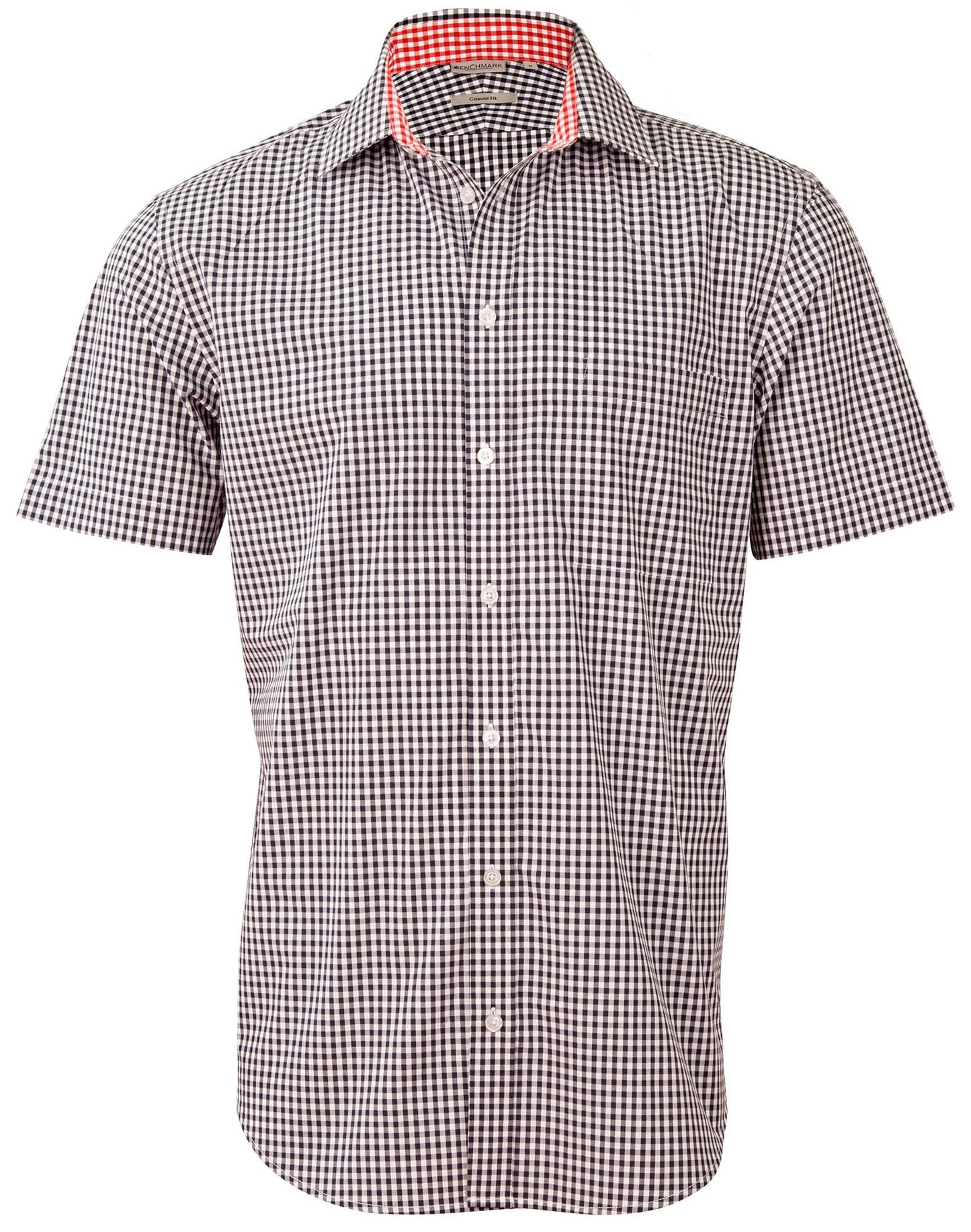 Benchmark M7330S Mens Gingham Check Short Sleeve Shirt