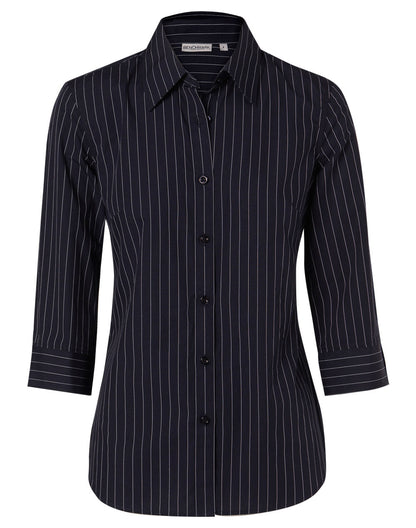Benchmark M8223 Women's Pin Stripe 3/4 Sleeve Shirt