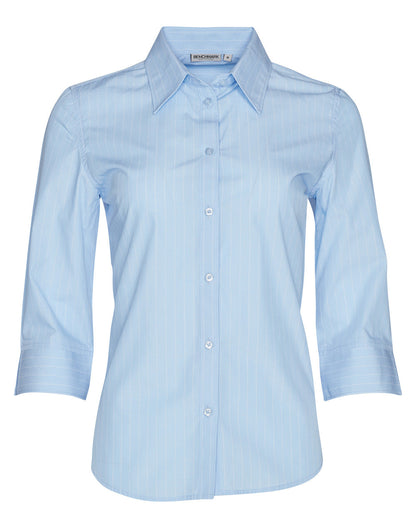 Benchmark M8223 Women's Pin Stripe 3/4 Sleeve Shirt