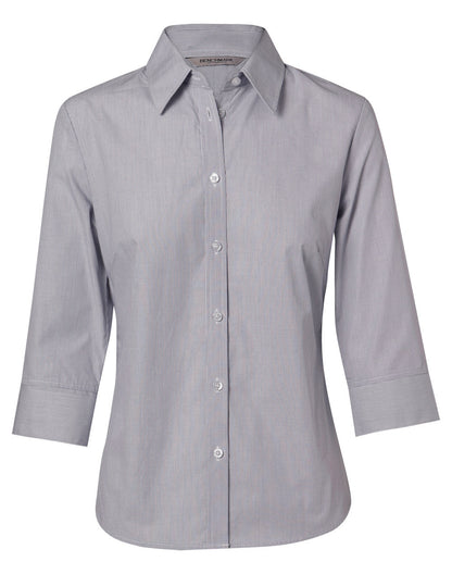 Benchmark M8213 Women's Fine Stripe 3/4 Sleeve Shirt