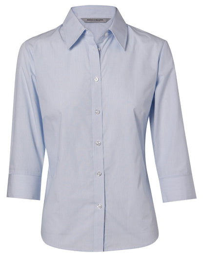 Benchmark M8213 Women's Fine Stripe 3/4 Sleeve Shirt