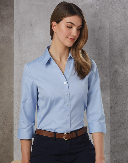 Benchmark M8040Q Women's CVC Oxford 3/4 Sleeve Shirt