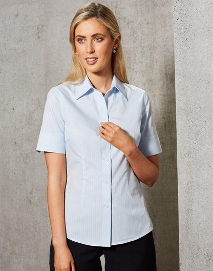 Benchmark M8100S Women's Self Stripe Short Sleeve Shirt