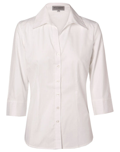 Benchmark M8100Q Women's Self Stripe 3/4 Sleeve Shirt
