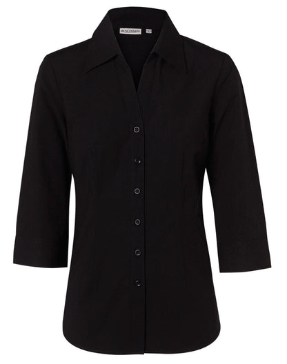 Benchmark M8020Q Women's Cotton/Poly Stretch 3/4 Sleeve Shirt