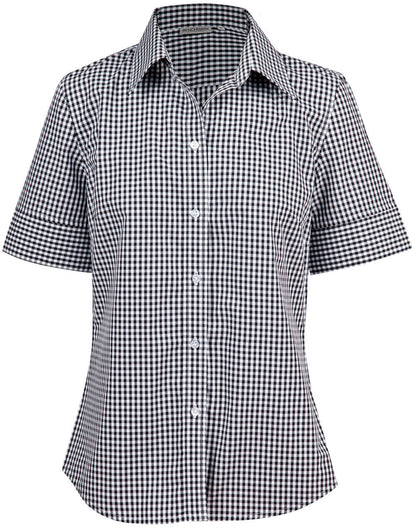 Benchmark M8300S Ladies’ Gingham Check Short Sleeve Shirt