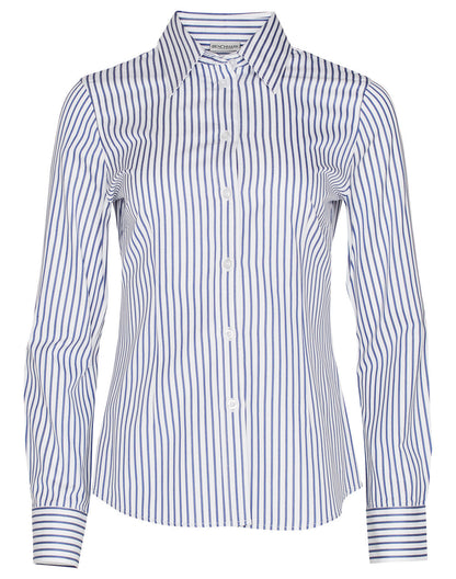Benchmark M8310L Ladies' Executive Sateen Stripe Long Sleeve Shirt
