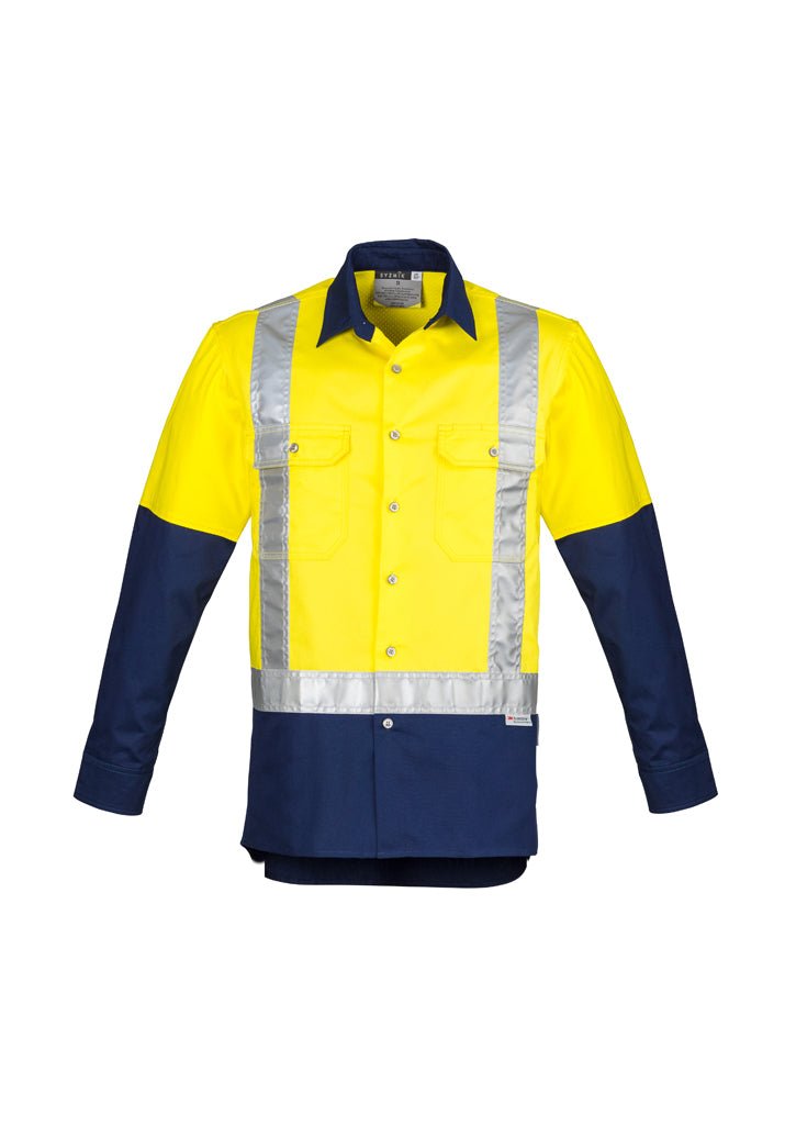 Syzmik Mens Hi Vis Spliced Industrial Shirt - Shoulder Taped ZW124 - Icon Tshirts