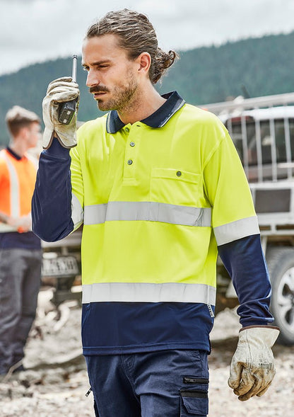 Syzmik Mens Hi Vis Spliced Polo - Long Sleeve Hoop Taped ZH235 - Icon Tshirts