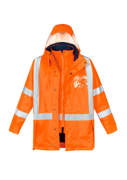 Syzmik Mens Hi Vis X Back Taped 4 in 1 Waterproof Jacket ZJ616 - Icon Tshirts