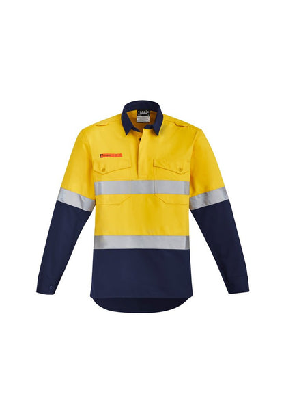 Syzmik Mens Orange Flame HRC 2 Hoop Taped Closed Front Spliced Shirt ZW143 - Icon Tshirts