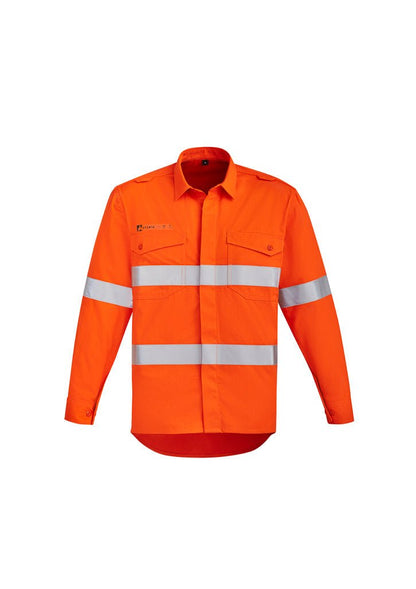 Syzmik Mens Orange Flame HRC 2 Hoop Taped Open Front Spliced Shirt ZW145 - Icon Tshirts
