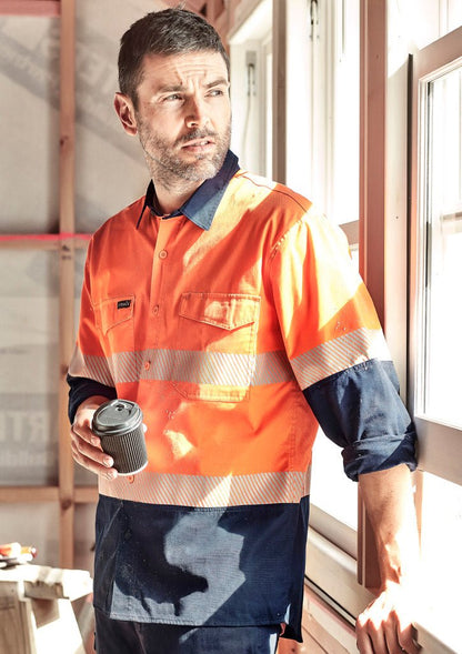 Syzmik Mens Rugged Cooling Hi Vis Segmented Tape L/S Shirt ZW229 - Icon Tshirts