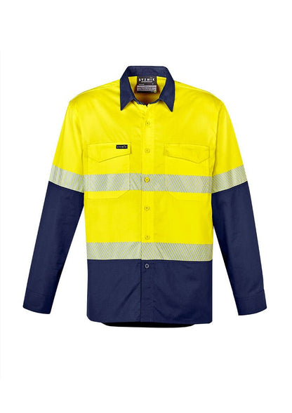 Syzmik Mens Rugged Cooling Hi Vis Segmented Tape L/S Shirt ZW229 - Icon Tshirts