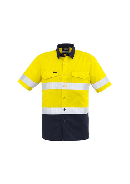Syzmik Mens Rugged Cooling Taped Hi Vis Spliced S/S Shirt ZW835 - Icon Tshirts
